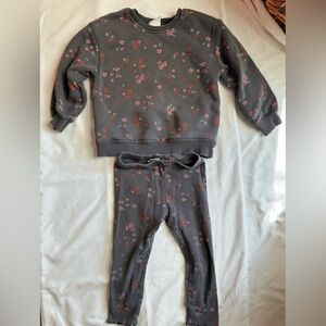 Zara Gray Floral Toddler matching set sweater and leggings 2-3y